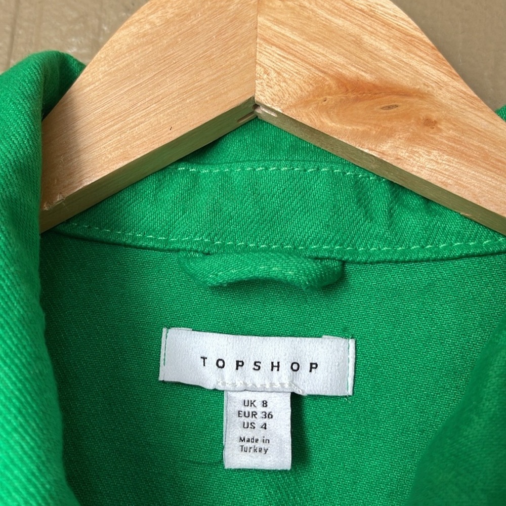 Topshop denim shacket in bright green - Picture 5 of 5